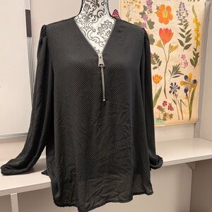 Premise Studio Black Textured Blouse with Zipper